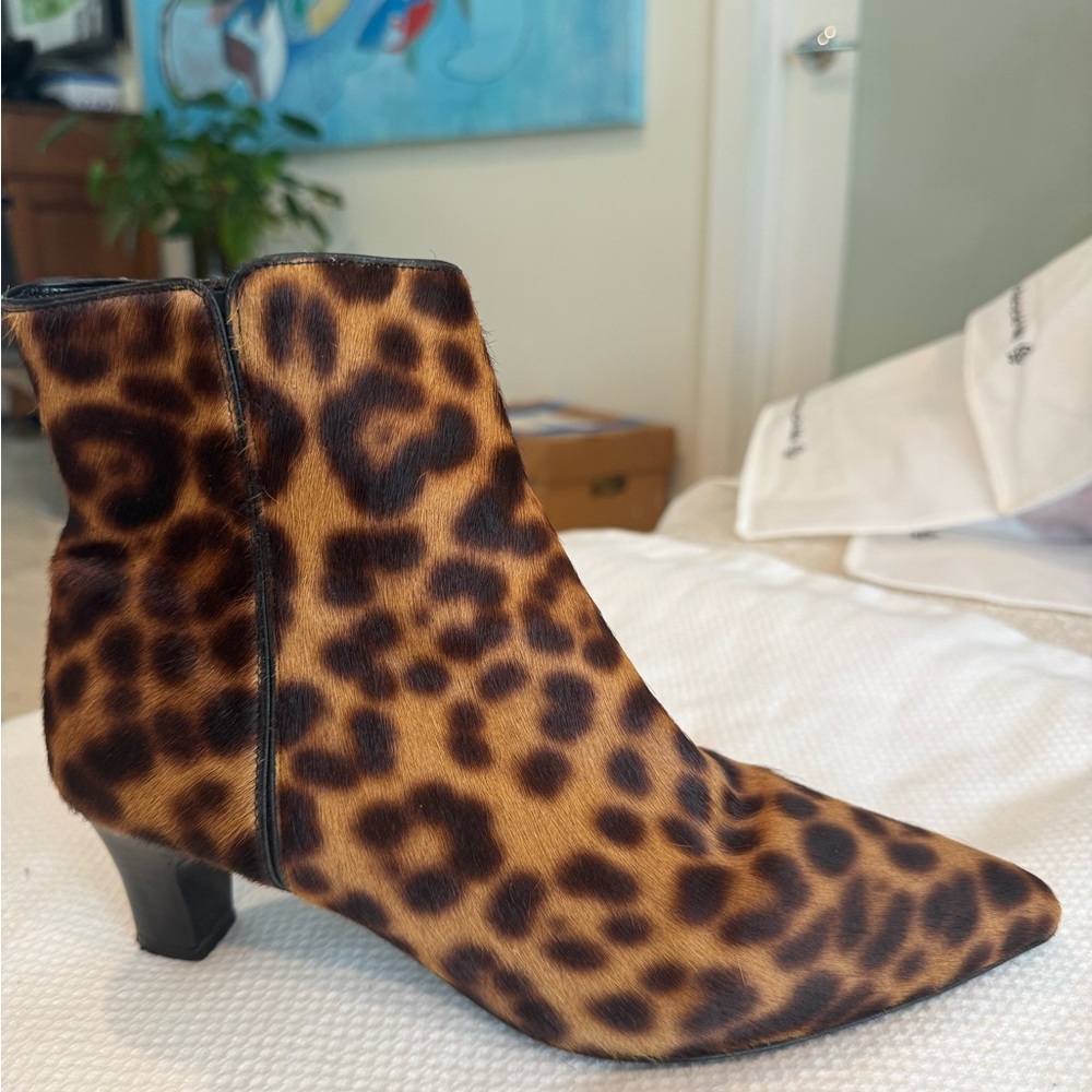 The Kooples Leopard-Print Calf Hair Ankle Boots in Brown and Black